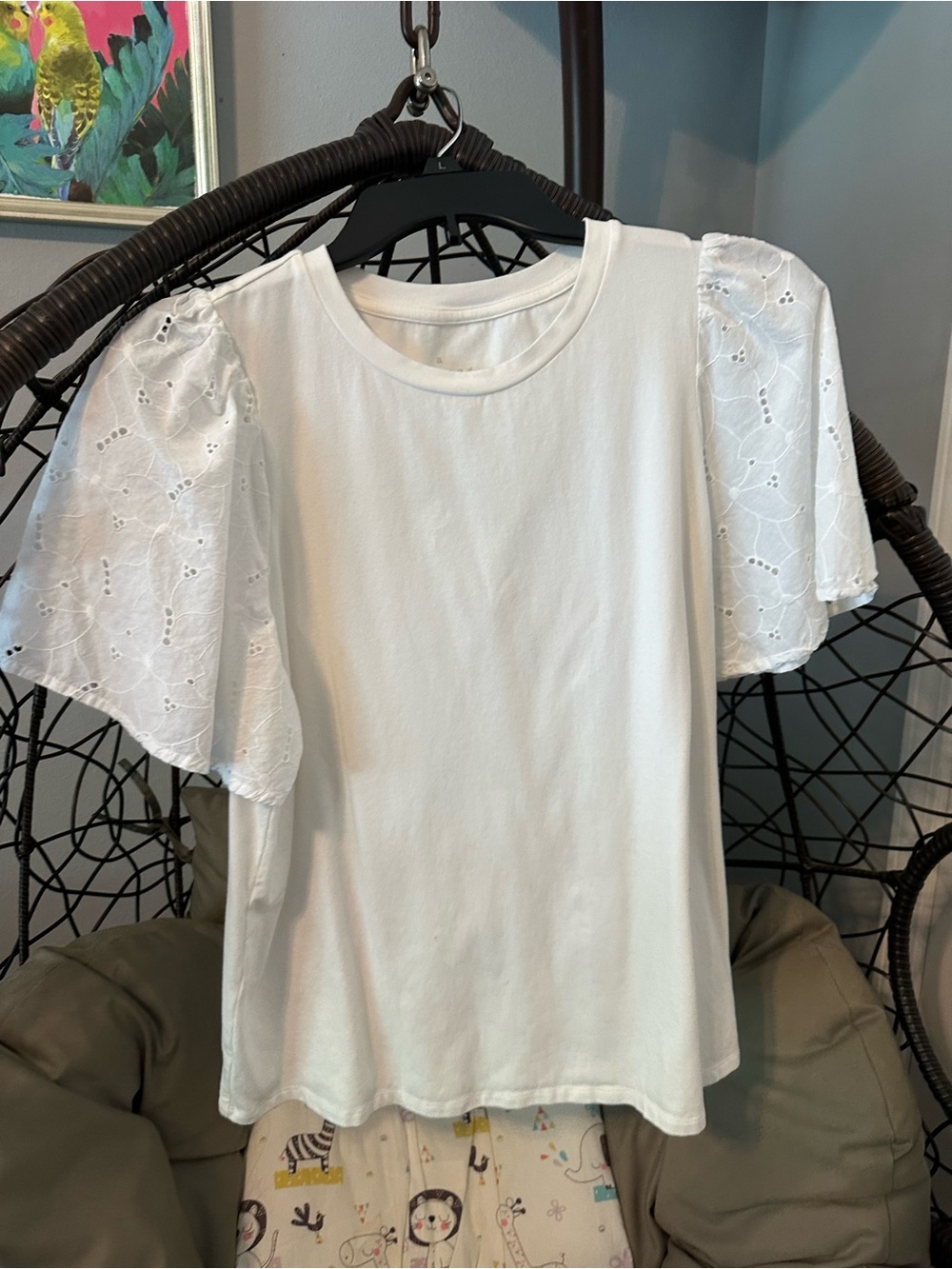 a new day White Eyelet Puff Sleeve Tee
